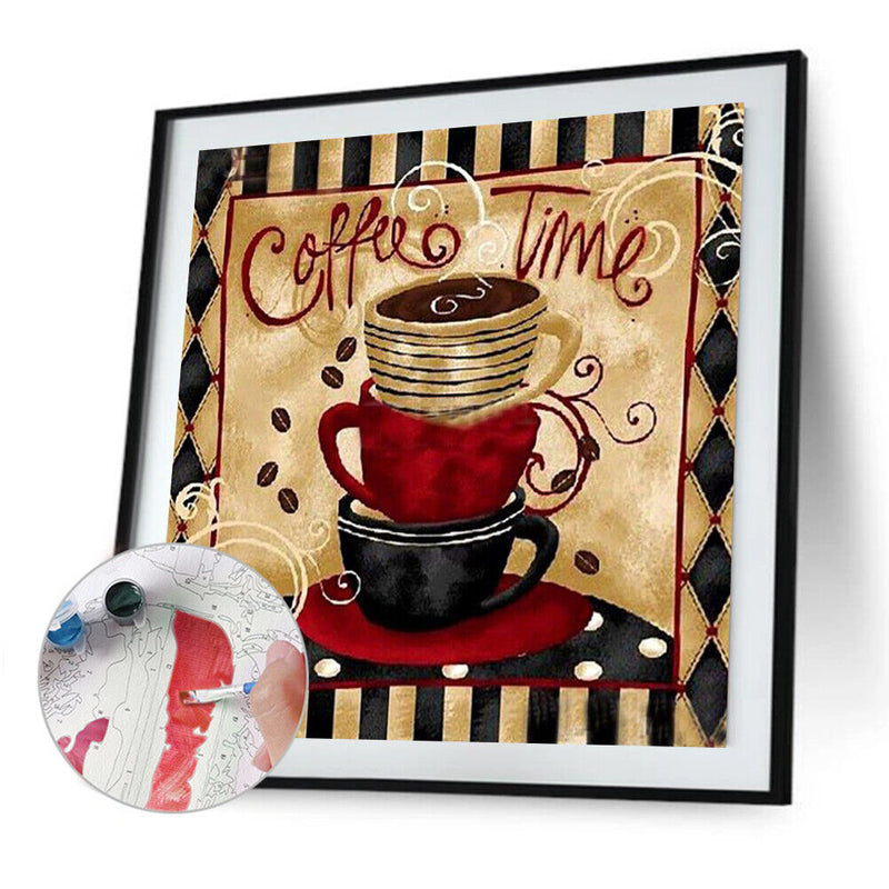 Retro Coffee Oil Paint By Numbers DIY Frameless Art Picture Decor (S281)