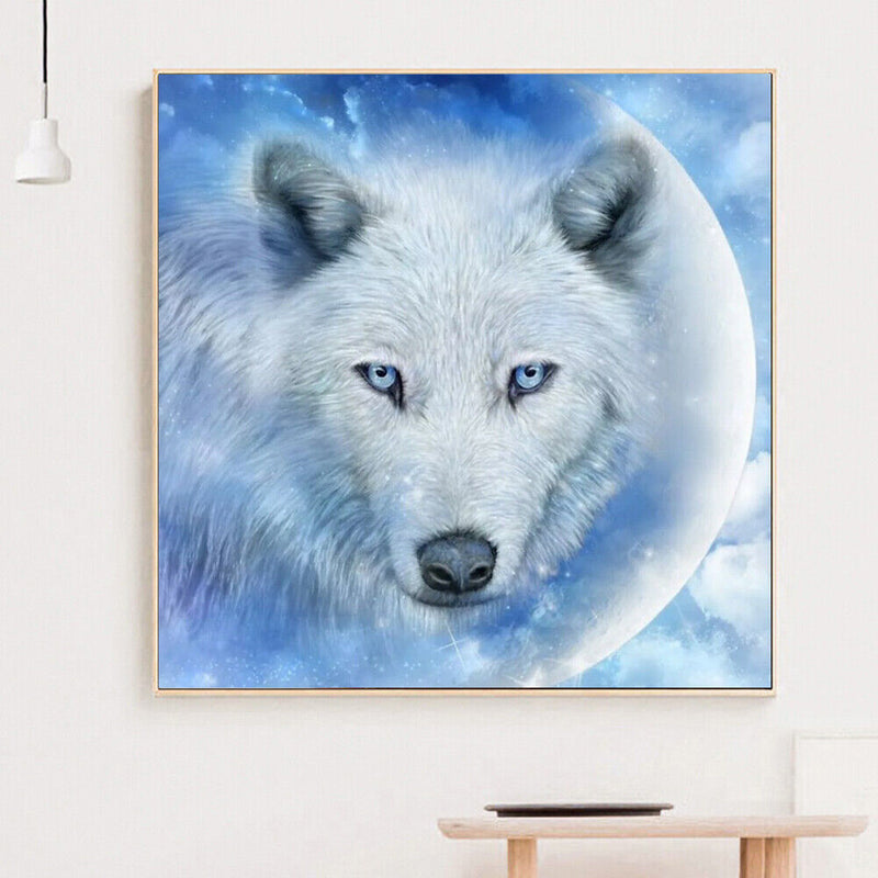 5D Full Round Drill Mosaic Craft Picture DIY Snow Wolf Diamond Painting Poster