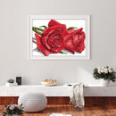 14CT Partial Cross Stitch Red Rose Counted DIY Kits Handmade Cotton Embroidery