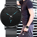 Men Round Dial Bracelet Quartz Watches Strap Waterproof Wristwatch (Blue)