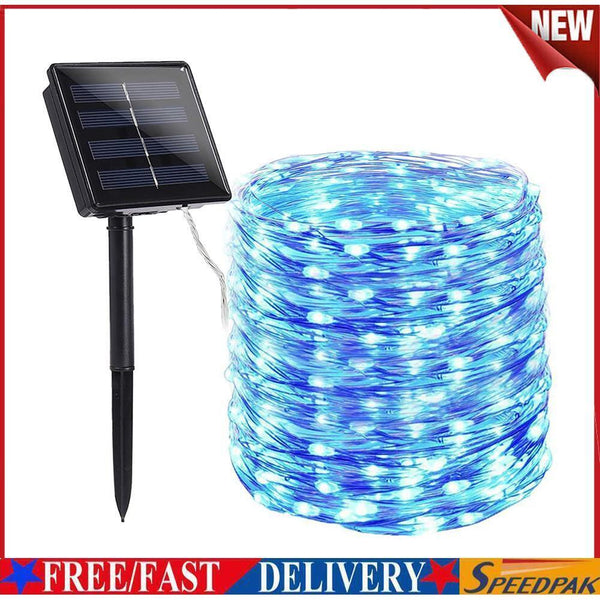 Solar String Lights Waterproof Copper Wire Fairy Lamp (Blue White 100LED) #F