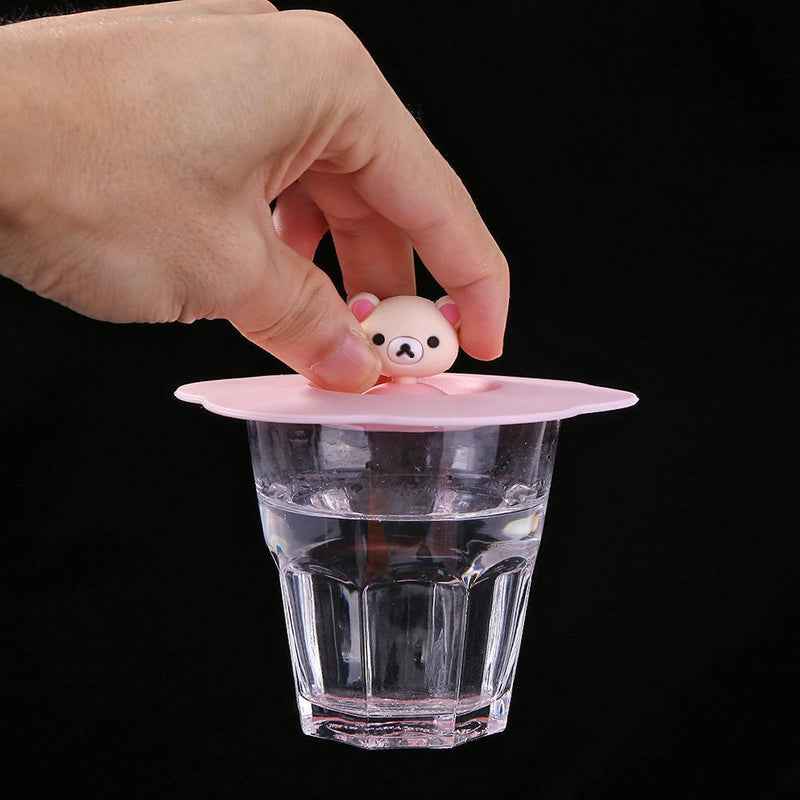 Torx Silicone Cup Cover Heat-resistant Leak Proof Cartoon Lid (Pink Head)