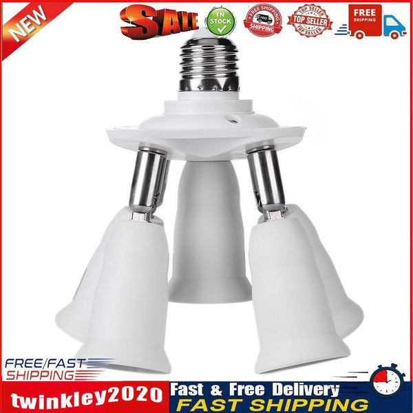 Adjustable E27 Splitter 5 Heads Lamp Base Adapter LED Bulb Holder Socket Newly