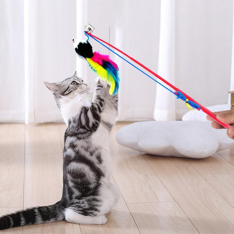 Cat Feather Funny Mouse Rod Wall Toys for Kitten Interactive Stick Pet Supplies