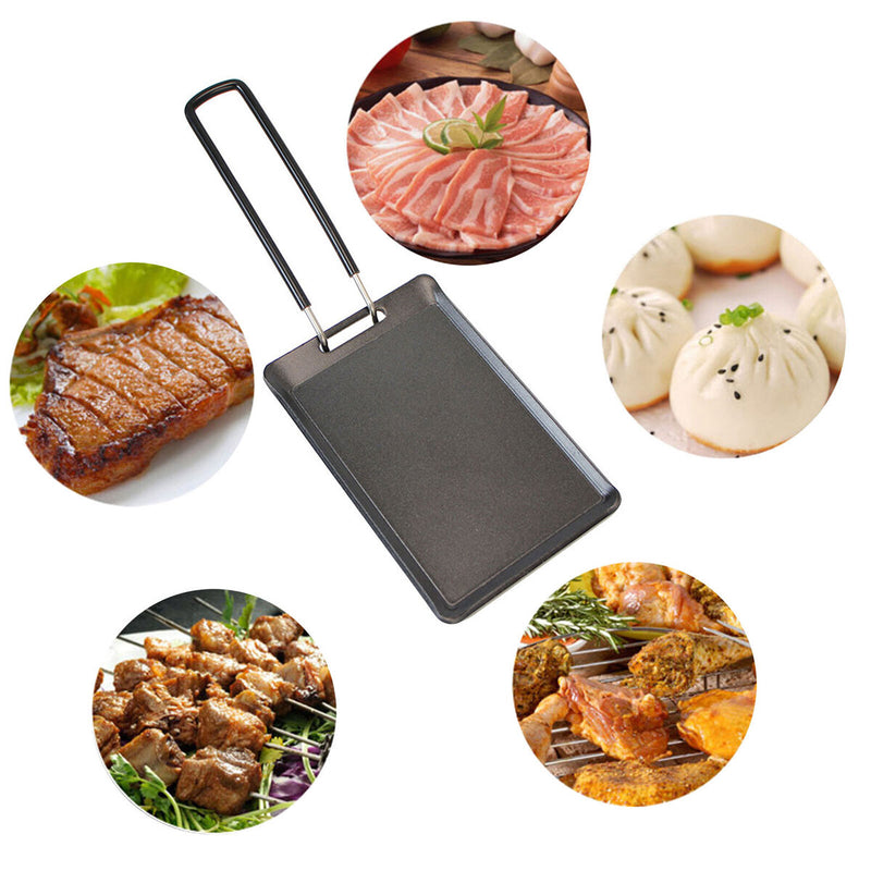 Non-Stick BBQ Plate - Extra Small Square Grill Portable Iron Frying Pan
