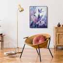 Frameless Painting By Numbers DIY Purple Butterfly Flowers Hand Painted Picture