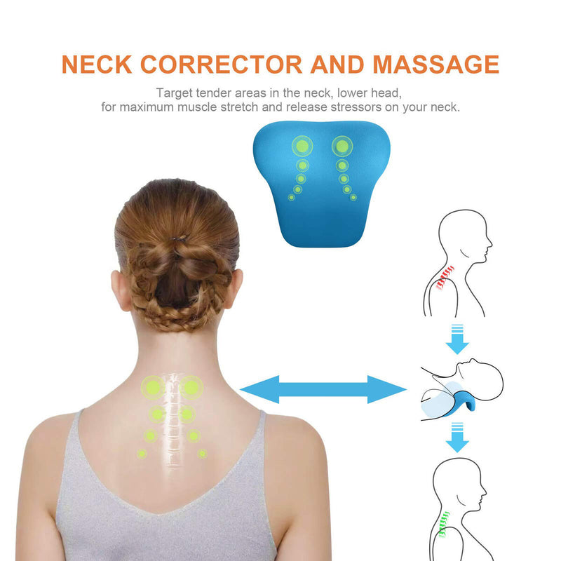 Neck Stretcher - Cervical Traction Massager Pillow for Pain Relief (Blue) Newly