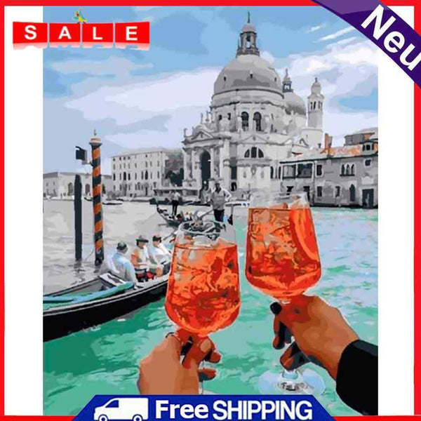 Hand Painted Craft Frameless DIY Cheers Painting By Numbers Digital Oil Picture