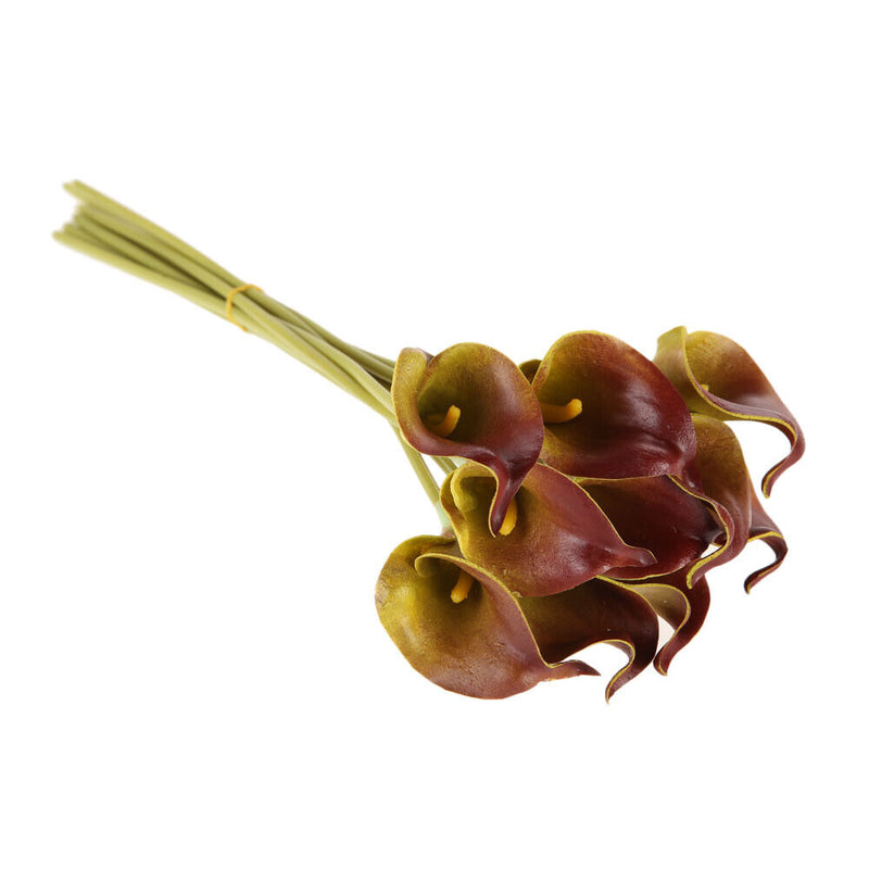 10pcs Calla Bridal Wedding Bouquet  Latex Real Feeling Flower Wine Red