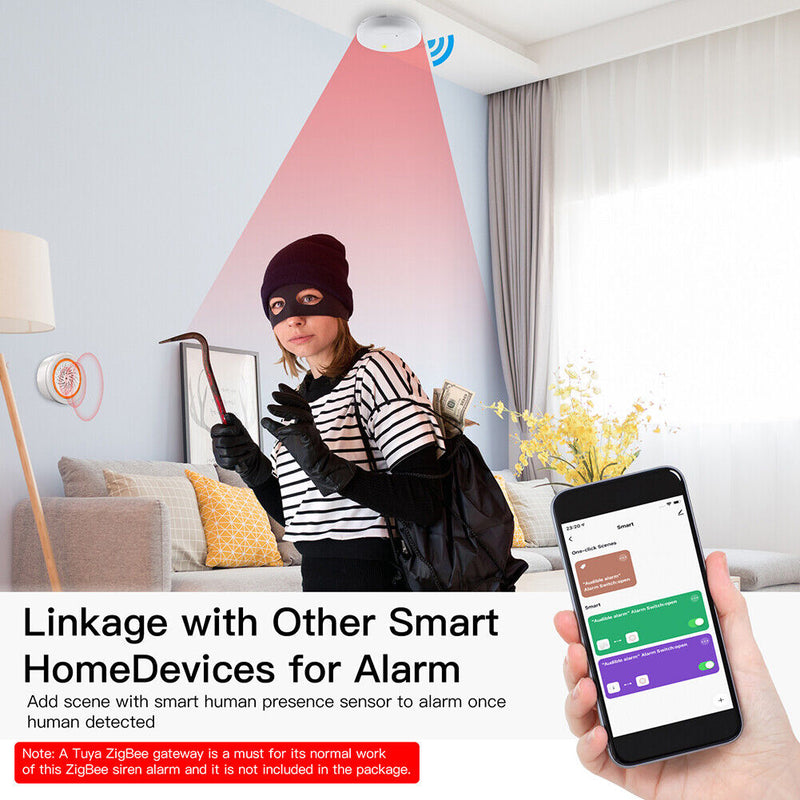 Tuya ZigBee Siren WiFi Wireless Sound Light Alarm Sensor Support Smart Life Home