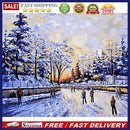 Skier Digital Canvas Handmade Acrylic Color Drawing Kit DIY Hand Painted Artwork