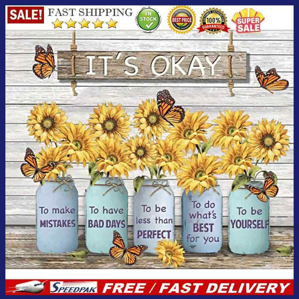 Full Cross Stitch 11CT Cotton Thread DIY Letter Flower Printed Embroidery K