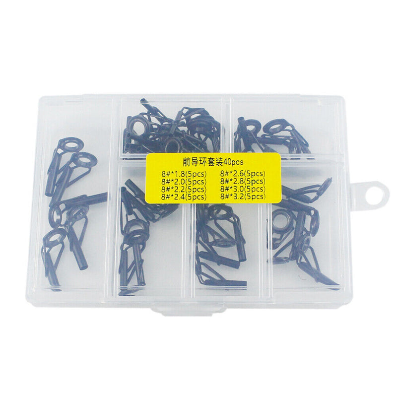 40pcs Fishing Rod Line Guides Eyes Tip Top Ring Circle Kit Fishing Tackle