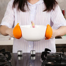 2pcs Silicone Anti-Slip Oven Gloves Heat Resistant Cooking Glove (Orange)