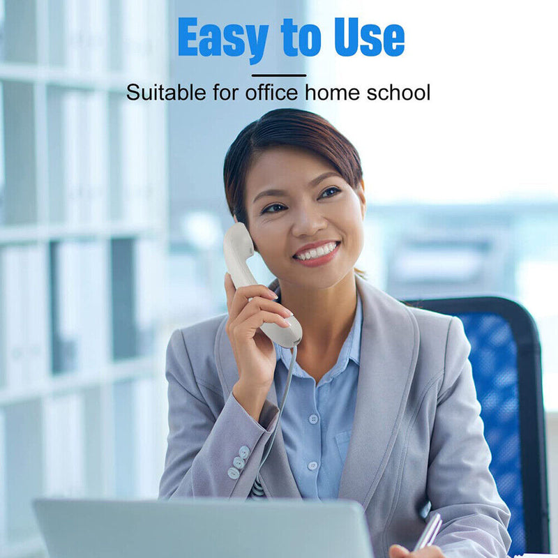 Corded Phone Wall Mountable Landline Telephone Big Button for Home (White)