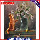 Cat Playing Dandelion Oil Paint By Numbers Kit DIY Acrylic Painting on Canvas