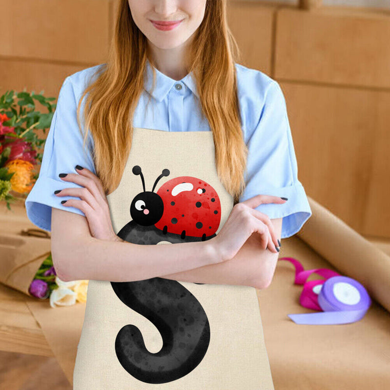 Insect S Print Apron Linen Waterproof Cooking Bibs Home Pinafore (68x55cm)