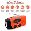 2000mAh Portable Hand Crank FM AM WB NOAA Radio Solar Radio Torch (Orange) Newly