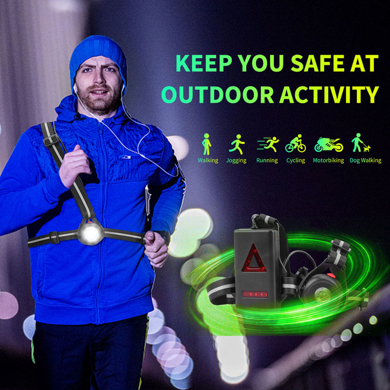 Night Running Lights Waterproof Running Vest Gear for Walking Running Camping
