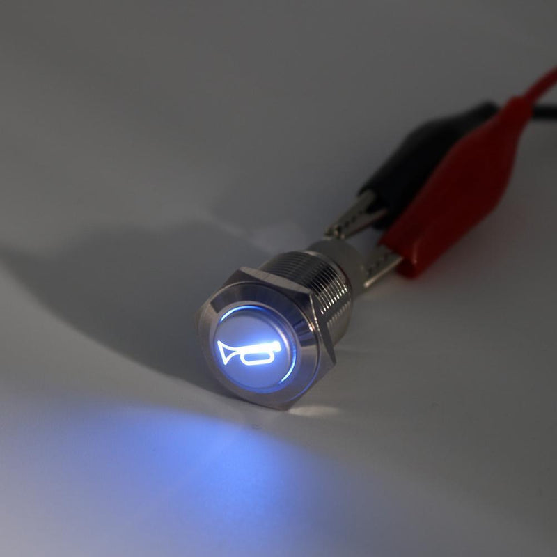Car RV Boat Bell Horn 12V Auto Reset Blue LED Push Button Momentary Switch