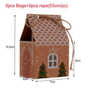 Tree House Shape Gift Bags Christmas Candy Box Kraft Paper Cookies Pouch