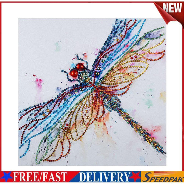 5D DIY Special Shaped Diamond Painting Dragonfly Cross Stitch Embroidery #F