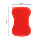 Silicone Dish Washing Brush Pot Pan Kitchen Cleaner Sponge Scrubber (Red) Newly