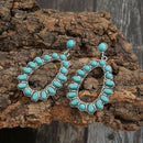 Fashion 5cm Turquoise Earrings Hollow Dangle Design for Women Bohemia Jewelry