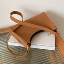 Women Felt Solid Color Shoulder Bag Casual Zipper Messenger Bag (Brown)