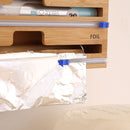 Cling Film Dispenser Wrap Tin Foil Cutter Wooden Storage Organizer (2 Grid)