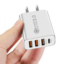 3 USB Port+PD20W Type-C Smartphone Charging Adapter Phone Power Supply Charger