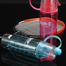 Plastic Spray Cool Summer Sport Water Bottle Portable Drink Kettle (Blue) Newly