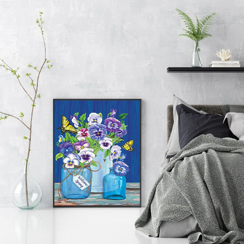 Flowers Butterflies Oil Paint By Numbers Kits DIY Handpainted on Canvas Art