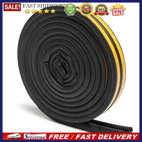 2pc Self-adhesive Soundproofing Anti Collision Windows Seal Strip 10m Black