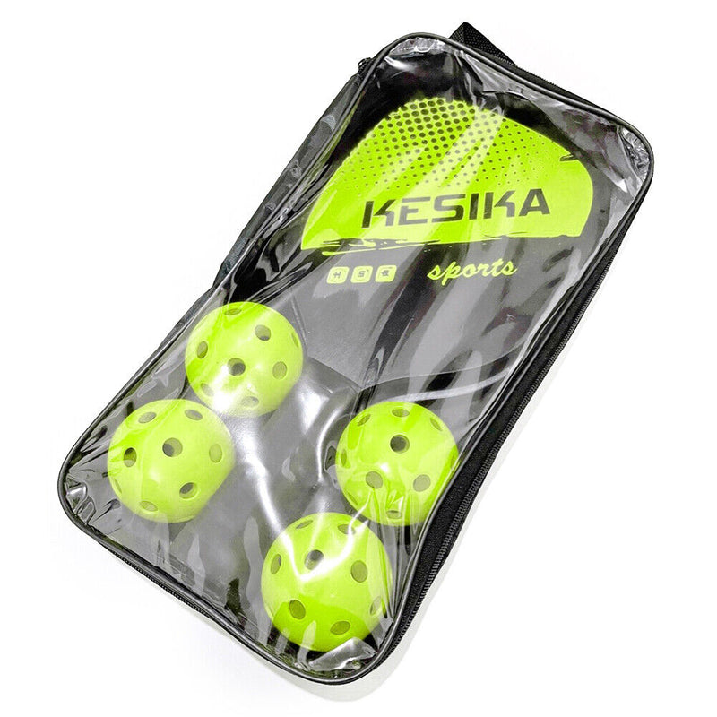 2pcs Pickle Paddles Rackets + 4 Balls Lightweight Outdoor Indoor Sports Racquet