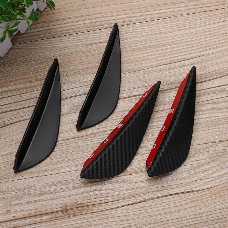 4PCS/Set Black Carbon Fiber Fit Front Bumper Lip Splitter Fluted Air