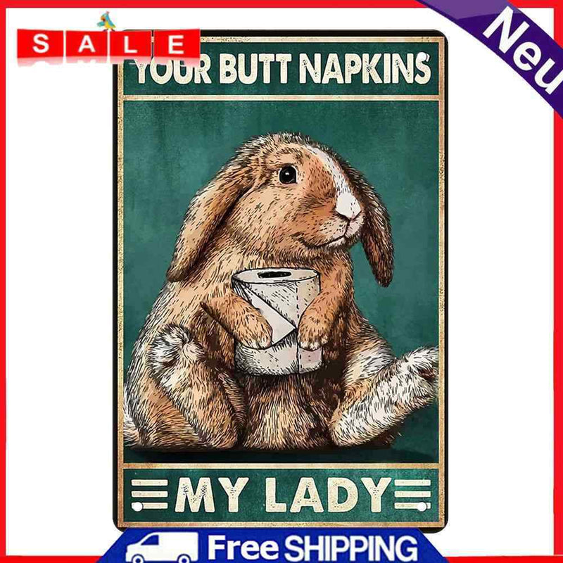 Napkin Rabbit Retro Metal Plate Tin Sign Poster Plate Iron Painting Accessories