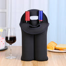 Wine Bottle Cooler Neoprene Double Bottle Protective Sleeve Holder (Black) Newly