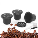 3pcs Refillable Reuse Coffee Capsule Filters for Nespresso Machine (Black)