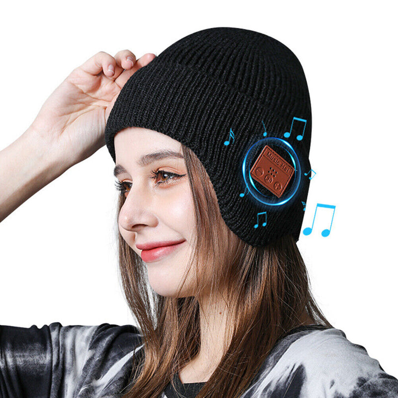 Unisex Warm Ear-Covering Headset Beanie with Mic 5.0 Binaural Stereo Headphones