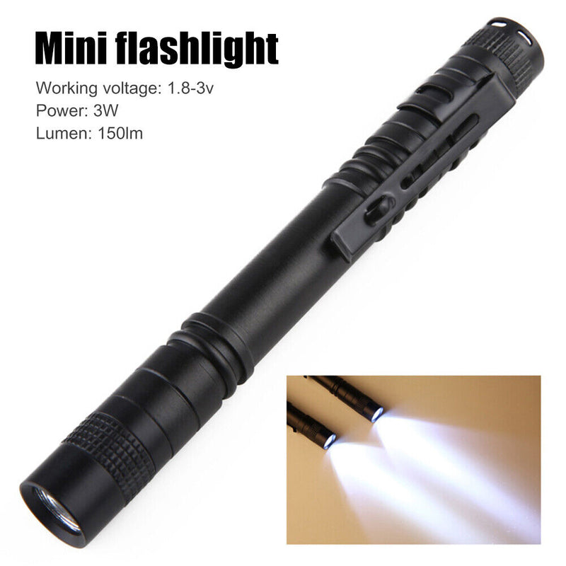 Pen Light Mini Portable LED Flashlights Waterproof Switch Camping Hiking To