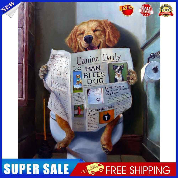 #A Dog on Toilet Oil Paint By Numbers Kit DIY Acrylic Painting Wall Picture Craf