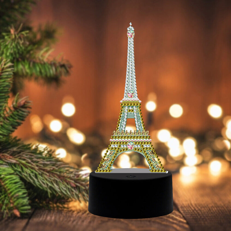 DIY Special Shaped Diamond Painting LED Light Iron Tower Embroidery Night Lamp
