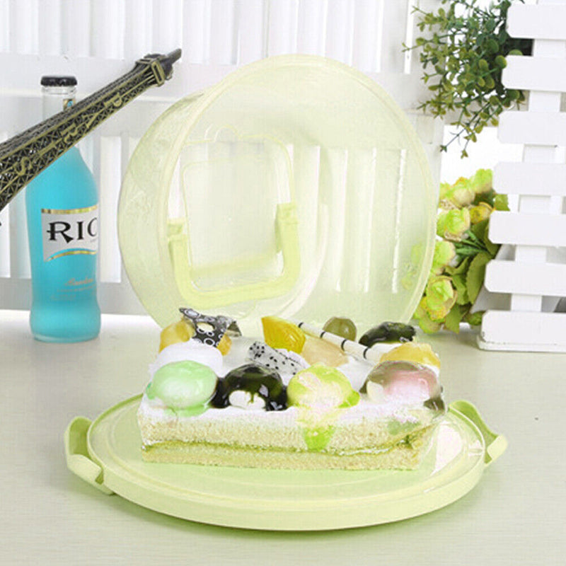 10 inch Round Portable Cake Box Fresh-keeping Case Birthday Decor (Green) Newly