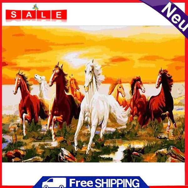 Digital Oil Painting By Numbers Kits Horse DIY Hanging Decor Room Wall Canvas