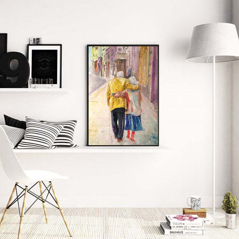 Old Couple DIY Coded Hand Painted Drawing Oil Paint Kit by Numbers Home Decor