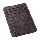 Retro Women PU Litchee Pattern Pure Color Card Case Mini Purse (Dark Brown)