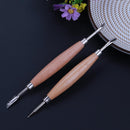 2pcs Wooden Handle Stainless Steel Pottery Shapers Carvers Clay Tools