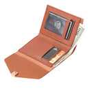 Retro Leather Solid Color Trifold Short Wallet Women Card Holder (Coffee)