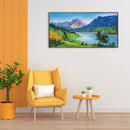 Oil Paint By Numbers Mountain River Frameless Picture Craft Kit for Living Room
